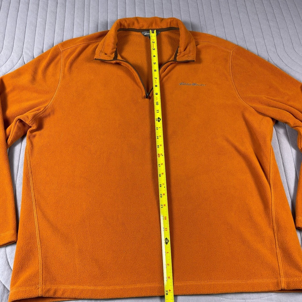 Eddie Bauer Fleece Pullover Mens XL Orange 1/4 Zip Lightweight Outdoor - Picture 9 of 12